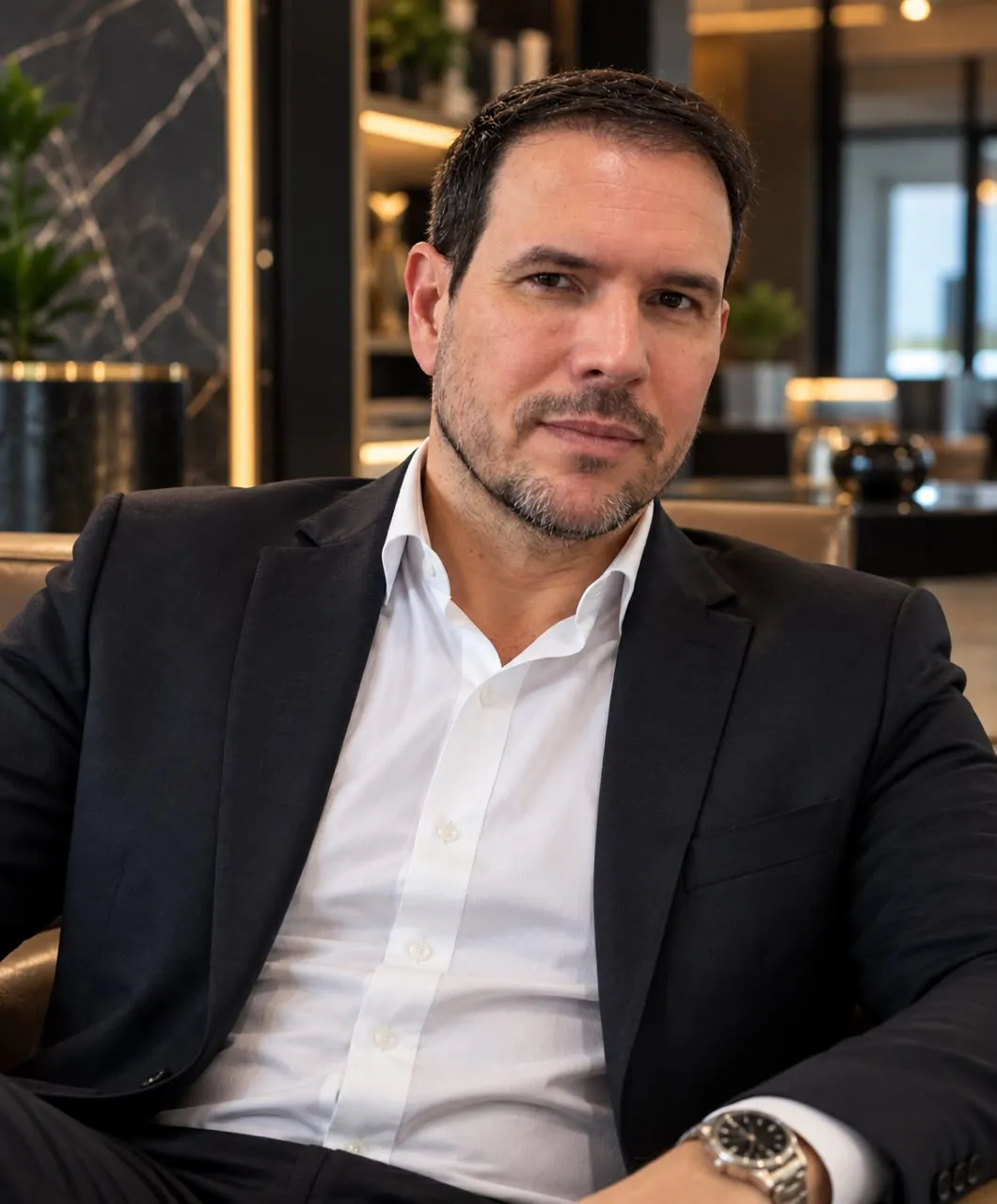 Daniel Fonseca, palestrante e mentor, de terno em retrato profissional